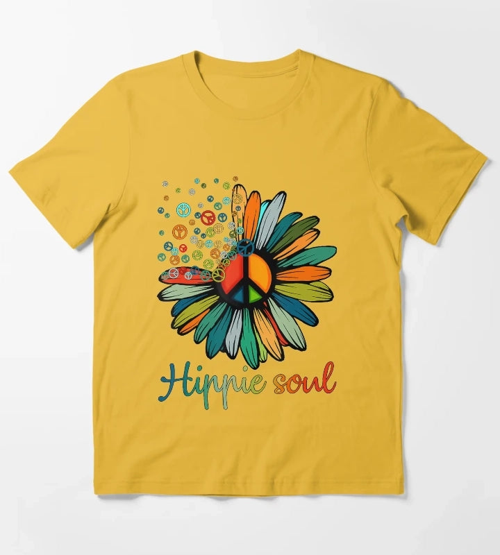 Daisy Peace Sign Hippie Soul Tshirt Flower Lovers Gifts T-Shirt Yellow