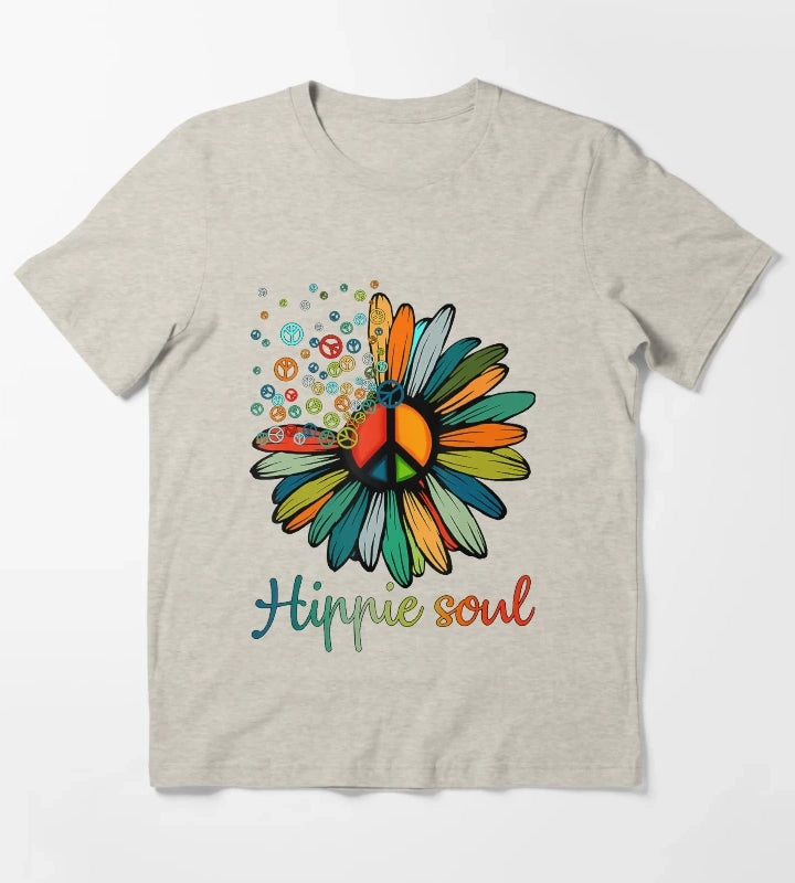 Daisy Peace Sign Hippie Soul Tshirt Flower Lovers Gifts T-Shirt Cream