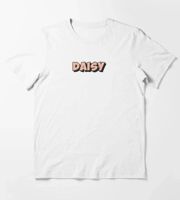 Daisy Personalized Custom Name Design for Girls Teens and Women T-Shirt White