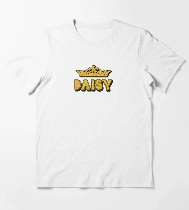 Daisy Personalized Funny Custom Name Crown Design T-Shirt White