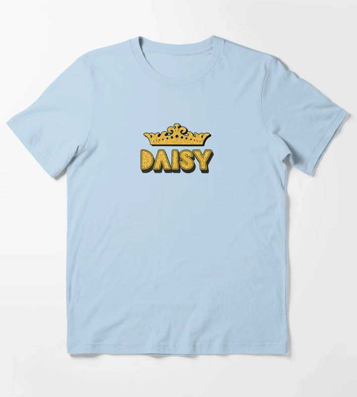 Daisy Personalized Funny Custom Name Crown Design T-Shirt Sky Blue
