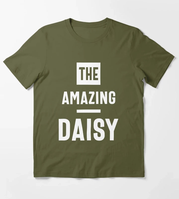 Daisy Personalized Name Birthday Gift T-Shirt Olive Green