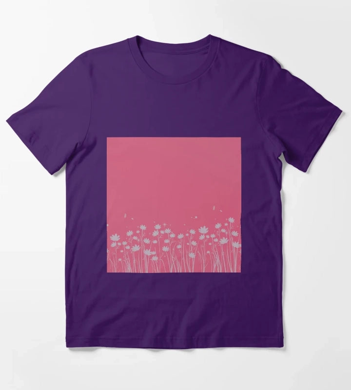 Daisy Pink Pattern T-Shirt Purple