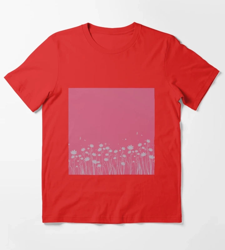 Daisy Pink Pattern T-Shirt Red