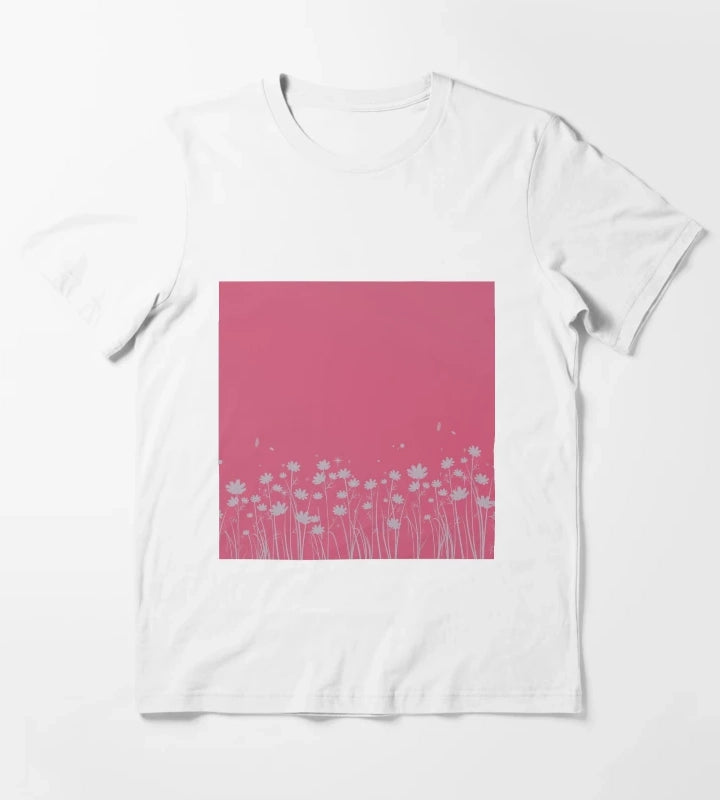 Daisy Pink Pattern T-Shirt White