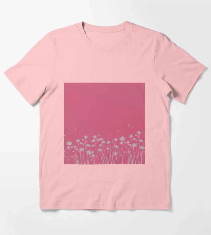Daisy Pink Pattern T-Shirt Dark Grey