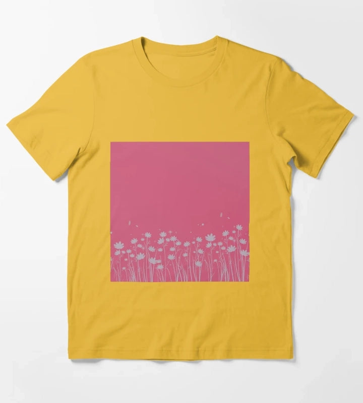 Daisy Pink Pattern T-Shirt Yellow