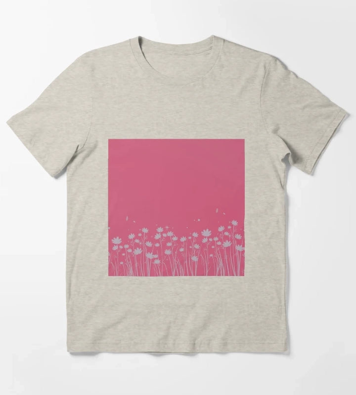 Daisy Pink Pattern T-Shirt Cream