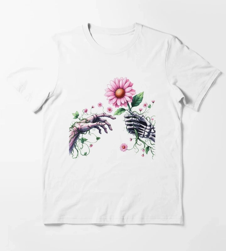 Daisy Pink Retro T-Shirt White