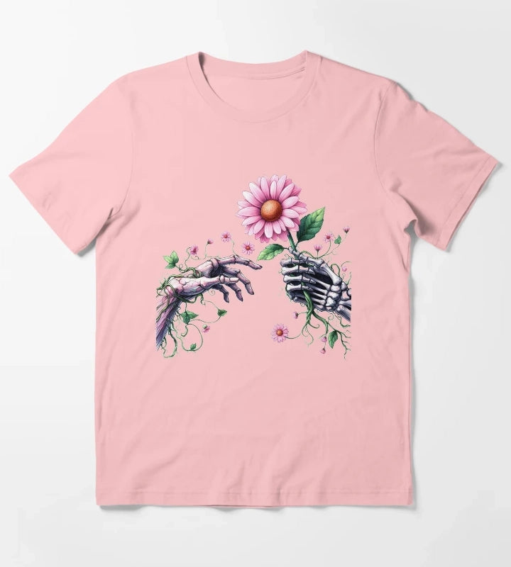 Daisy Pink Retro T-Shirt Dark Grey