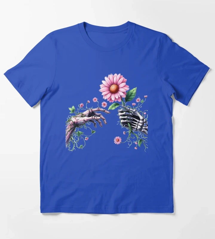 Daisy Pink Retro T-Shirt Blue