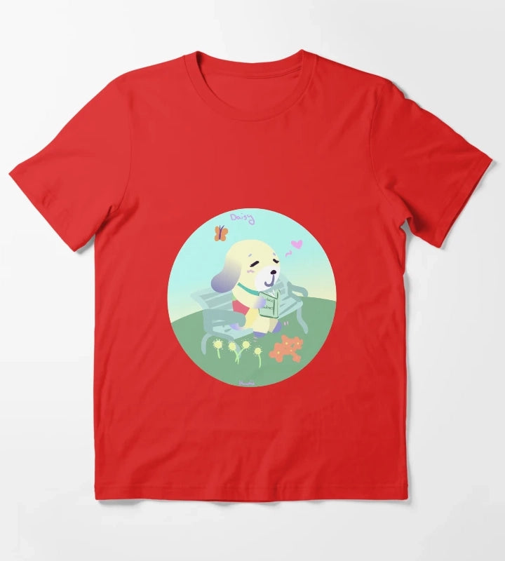 Daisy The Dog Enjoying A nice Book T-Shirt Red