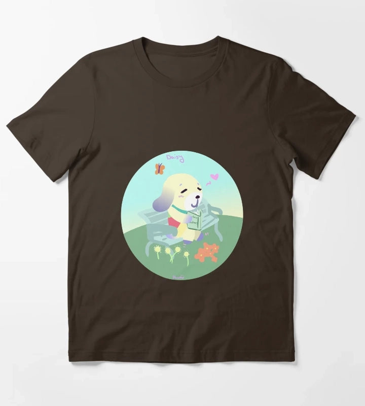 Daisy The Dog Enjoying A nice Book T-Shirt Brown