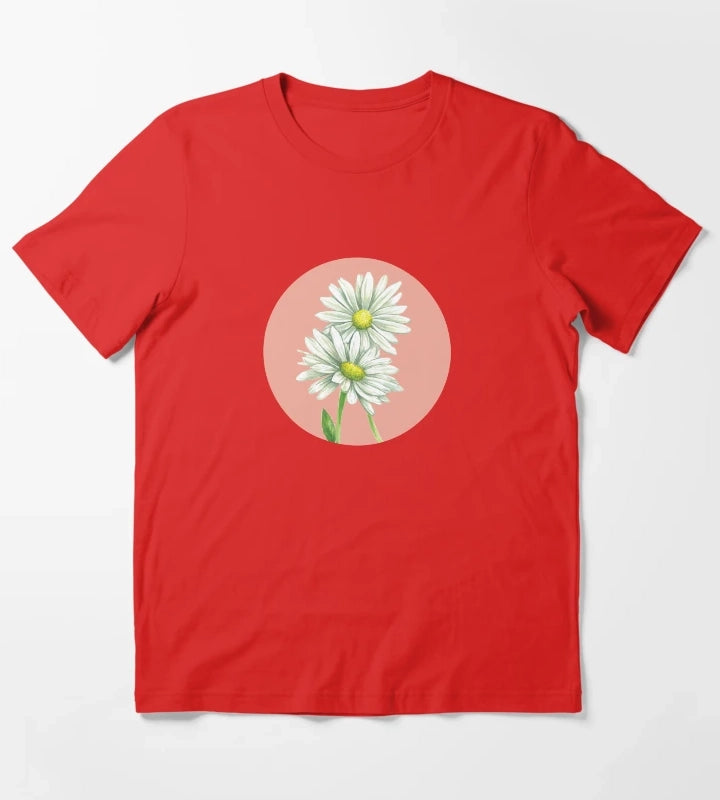 Daisy Watercolor T-Shirt Red