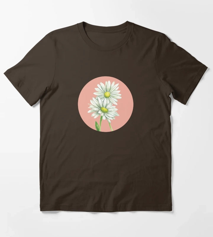 Daisy Watercolor T-Shirt Brown