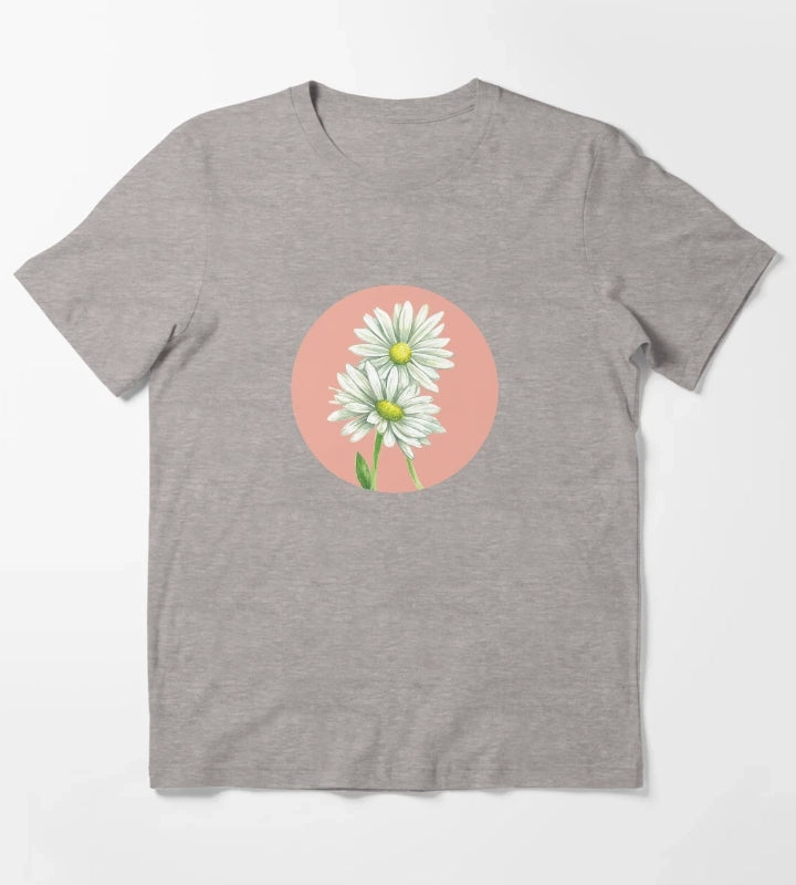 Daisy Watercolor T-Shirt Heather Grey