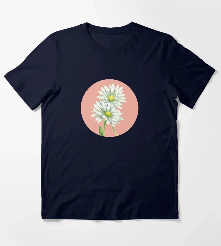 Daisy Watercolor T-Shirt Navy