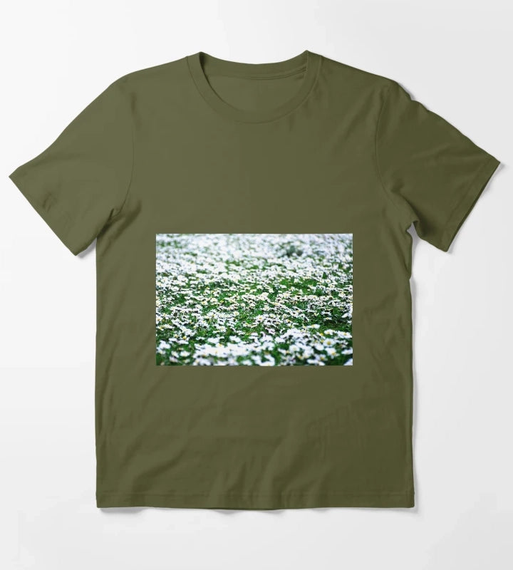 Daisy bloom artwork T-Shirt Olive Green