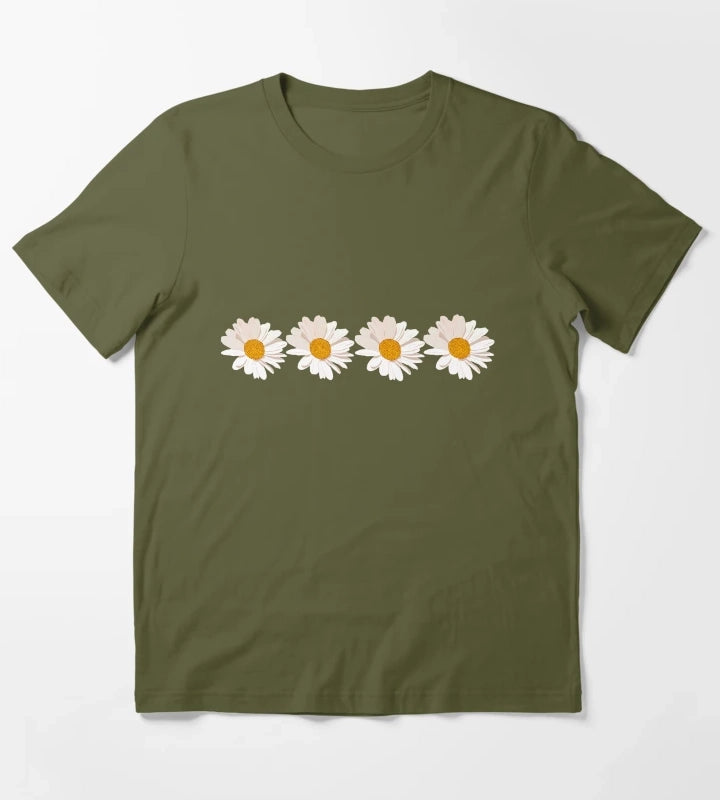 Daisy design T-Shirt Olive Green