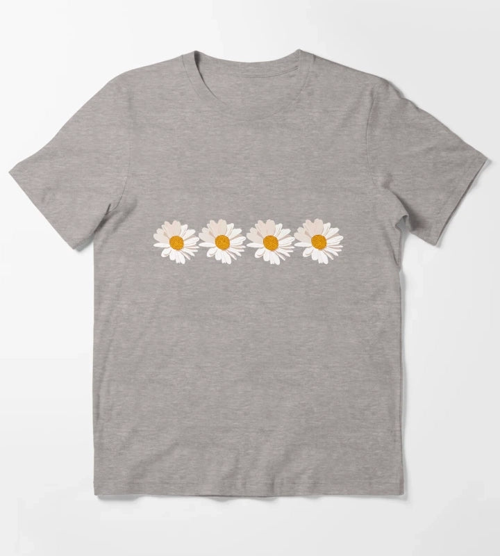 Daisy design T-Shirt Heather Grey