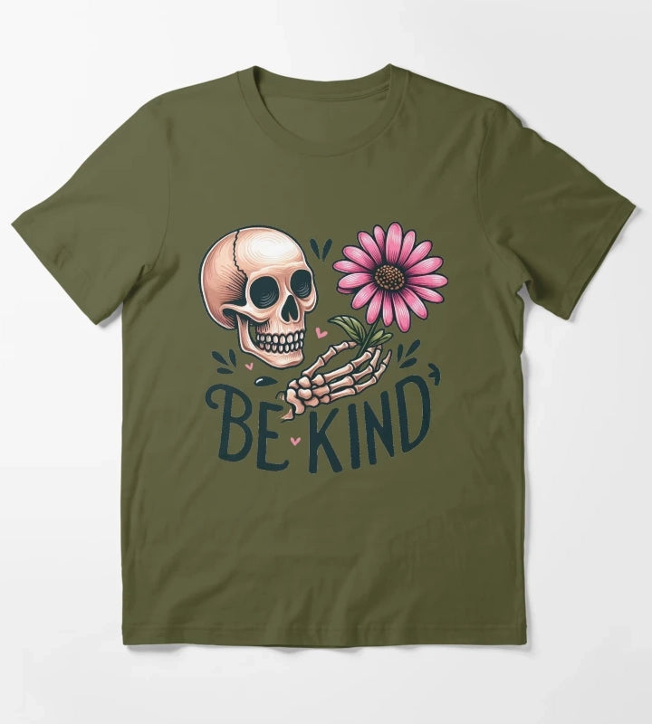 Daisy flower Be Kind T-Shirt Olive Green