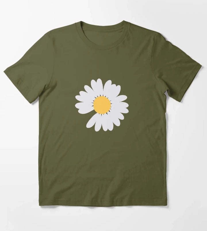 Daisy flower T-Shirt Olive Green