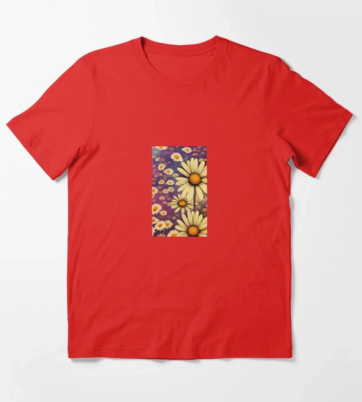 Daisy flower artwork T-Shirt Red