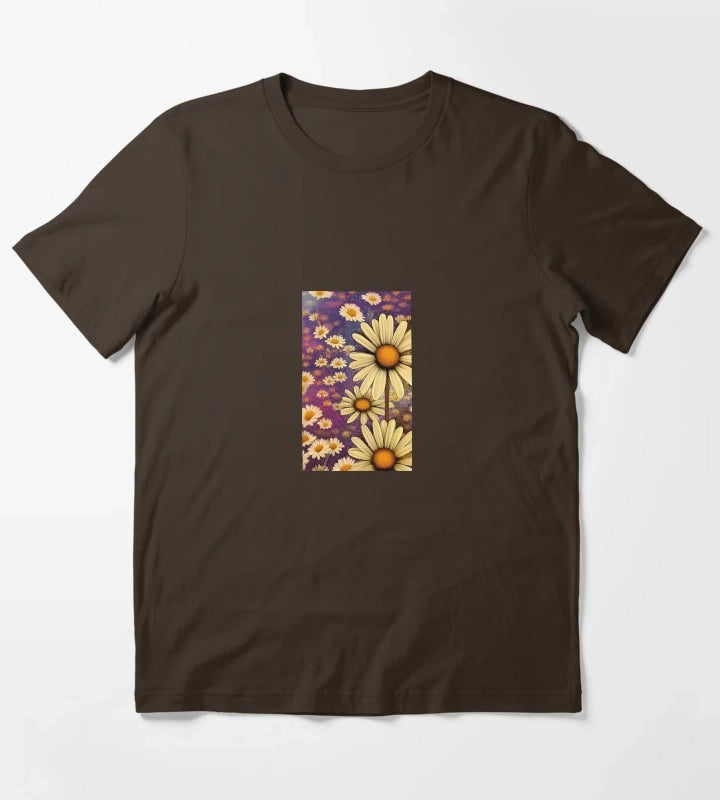Daisy flower artwork T-Shirt Brown