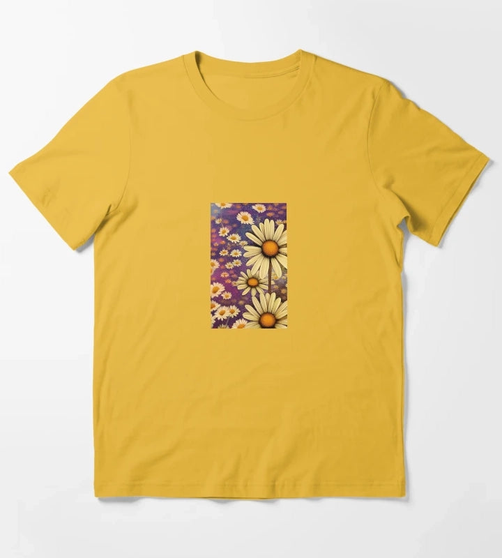 Daisy flower artwork T-Shirt Yellow