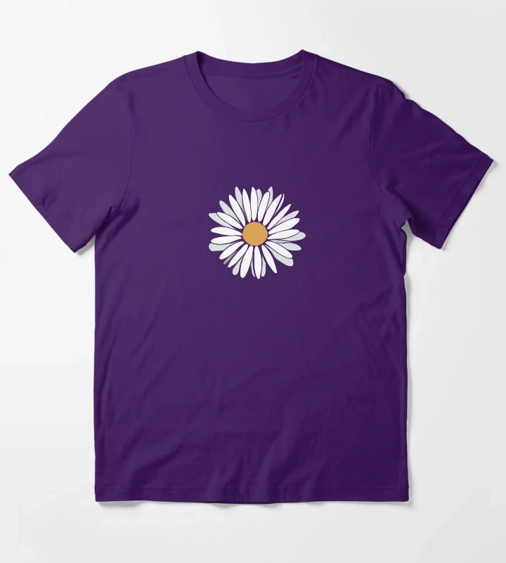 Daisy flower nature drawings T-Shirt Purple