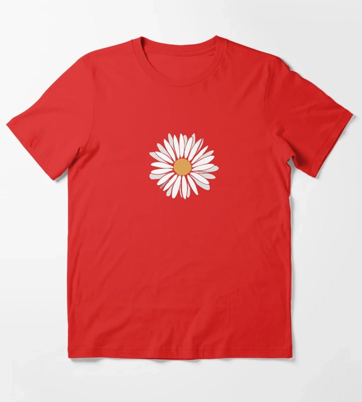 Daisy flower nature drawings T-Shirt Red
