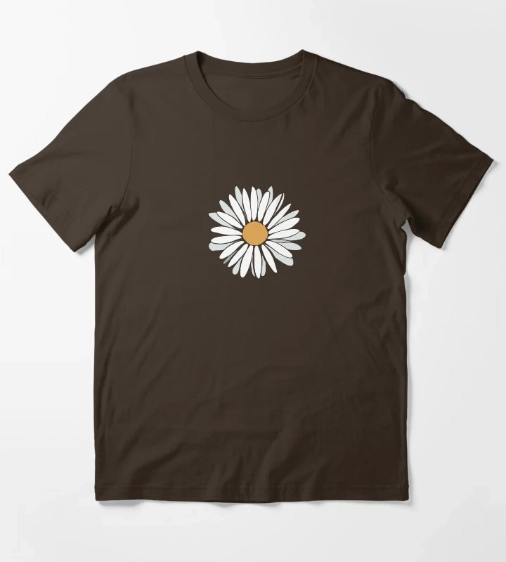 Daisy flower nature drawings T-Shirt Brown