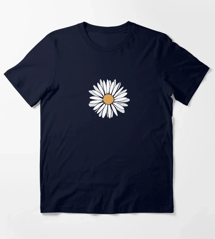 Daisy flower nature drawings T-Shirt Navy