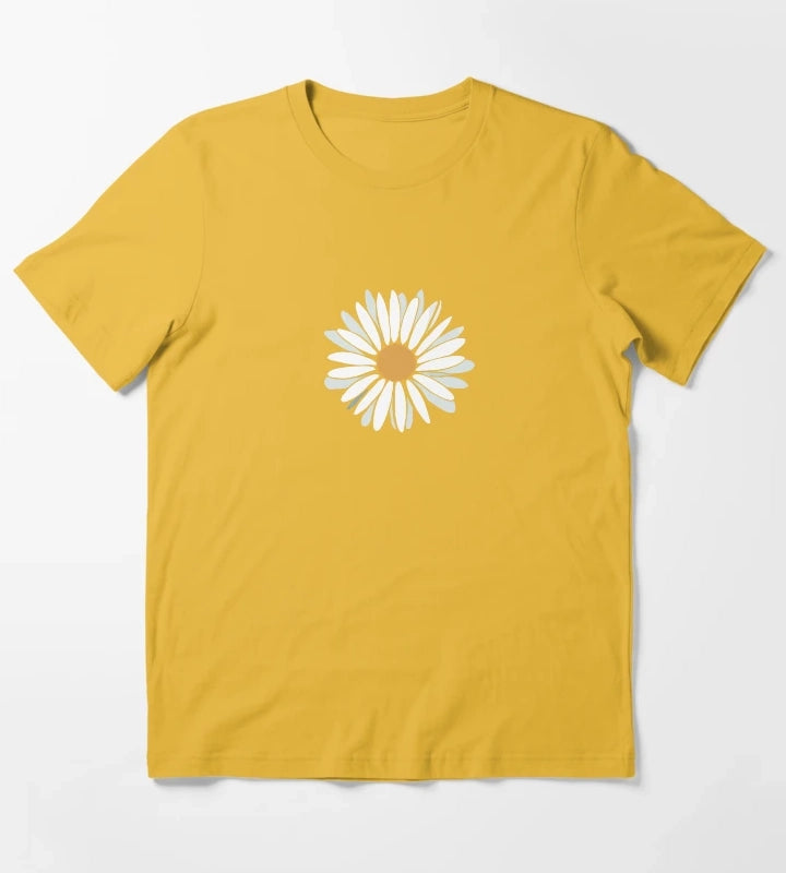 Daisy flower nature drawings T-Shirt Yellow