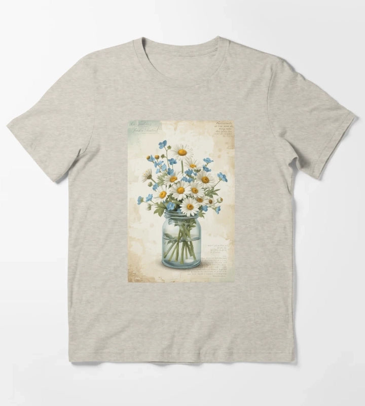 Daisy flowers in glass jar cottagecore style T-Shirt Cream