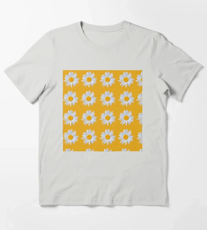 Daisy on orange background T-Shirt Light Grey