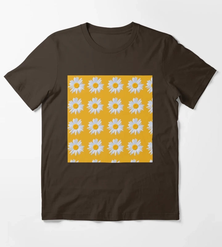 Daisy on orange background T-Shirt Brown