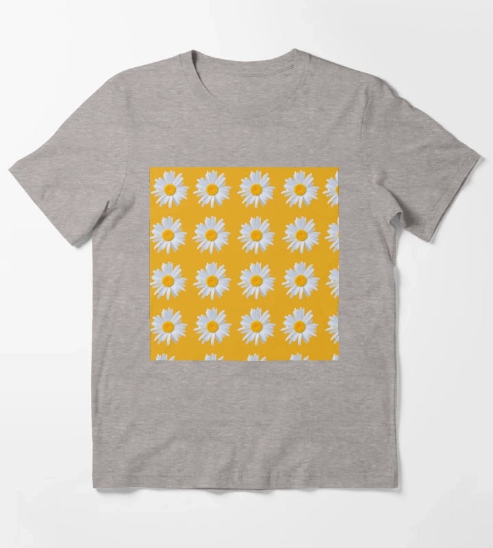 Daisy on orange background T-Shirt Heather Grey