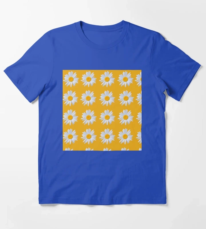 Daisy on orange background T-Shirt Blue