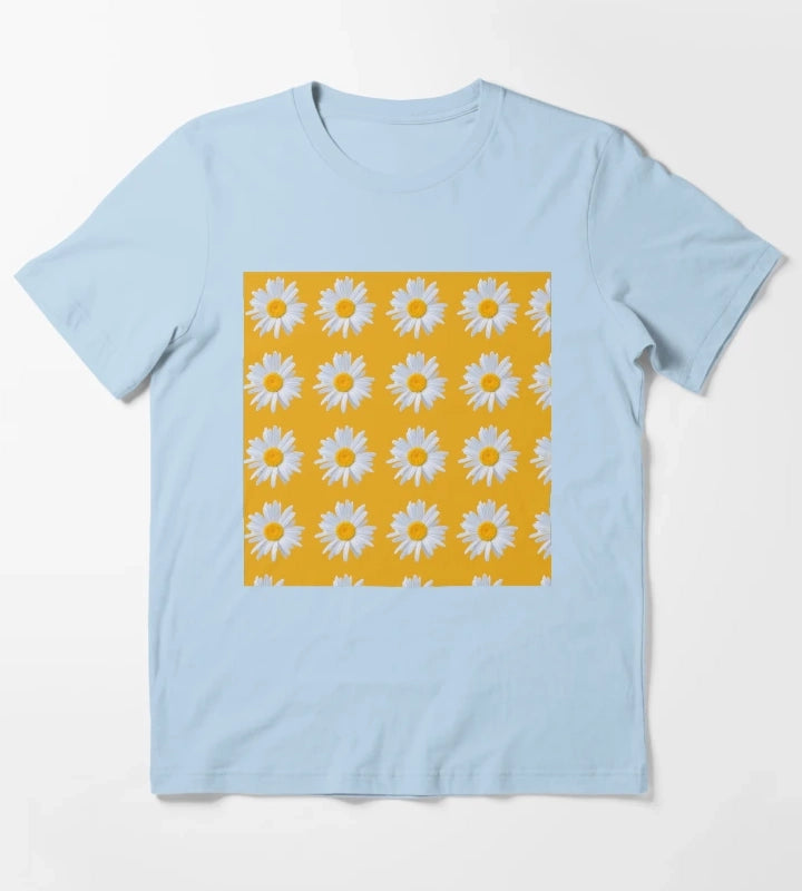 Daisy on orange background T-Shirt Sky Blue