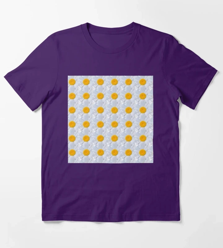 Daisy white flower background T-Shirt Purple