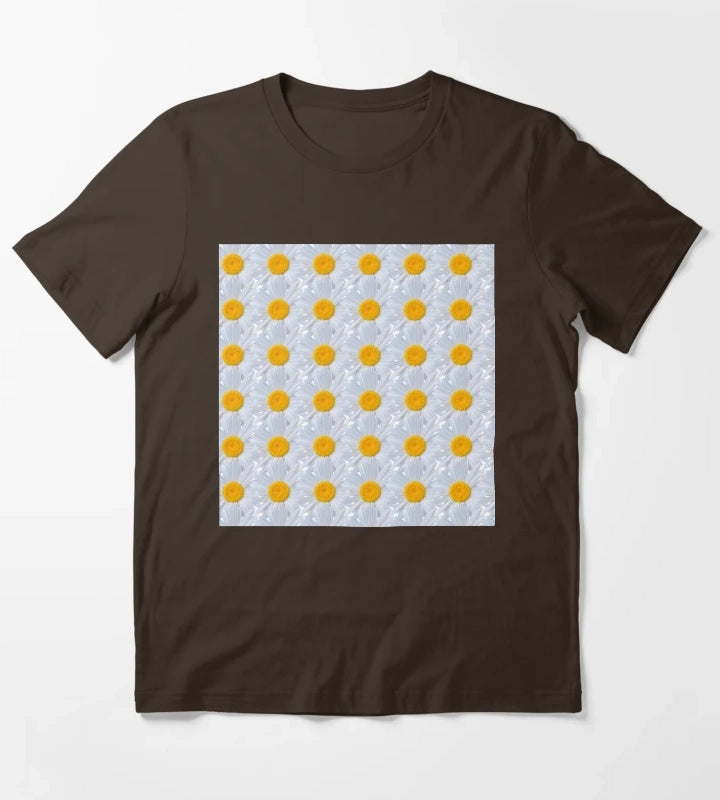 Daisy white flower background T-Shirt Brown