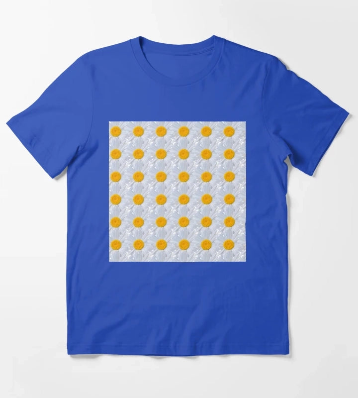 Daisy white flower background T-Shirt Blue