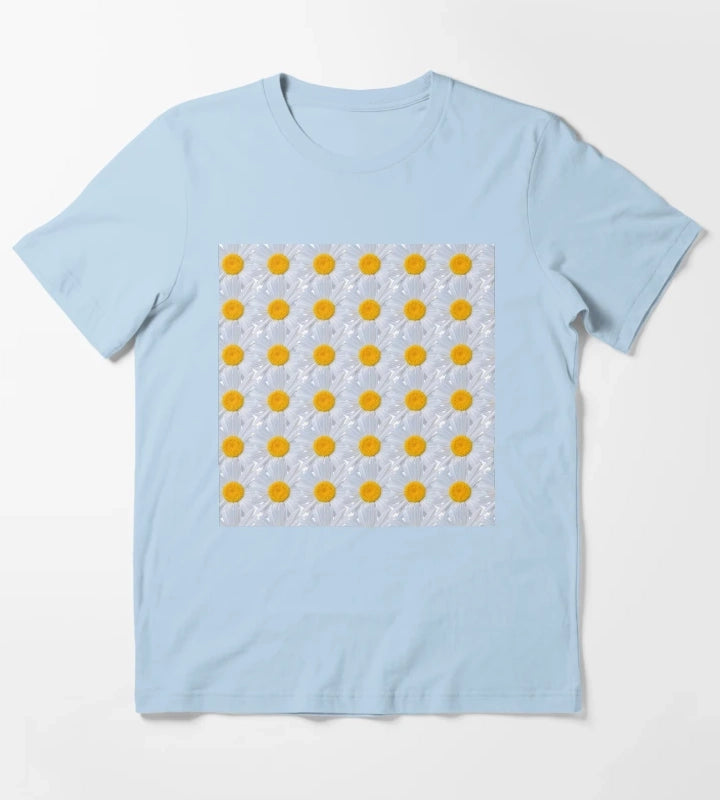 Daisy white flower background T-Shirt Sky Blue