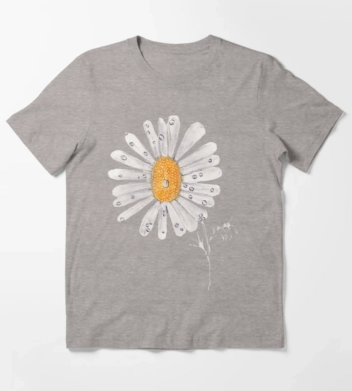 Daisy with Drips T-Shirt Heather Grey