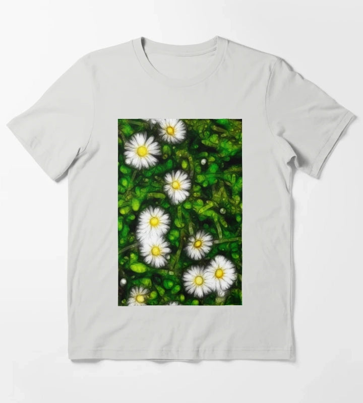 Daisy with Foilage T-Shirt Light Grey