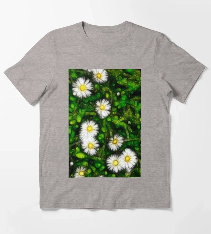 Daisy with Foilage T-Shirt Heather Grey