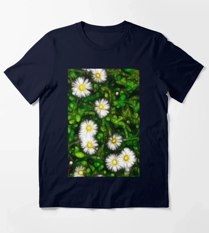 Daisy with Foilage T-Shirt Navy