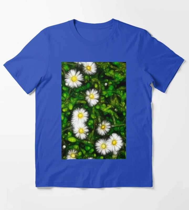 Daisy with Foilage T-Shirt Blue