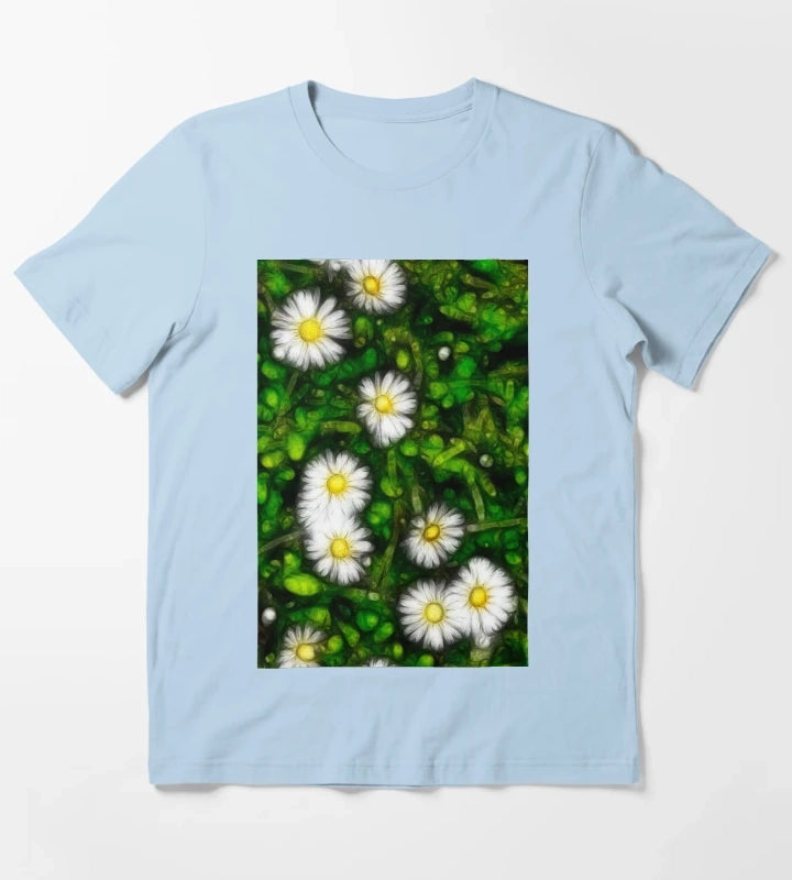 Daisy with Foilage T-Shirt Sky Blue